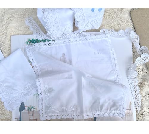 6 Pack of Ladies Embroidery Cotton Handkerchiefs Lace Wedding Hankies - color: A01-rose Card
