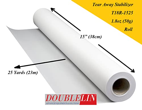 DOUBLELIN 1.8oz Tear Away Stabilizer Roll, White, 15 in x 25 yd - color: Tearaway 1.8oz White, size: 15"x25yd Roll