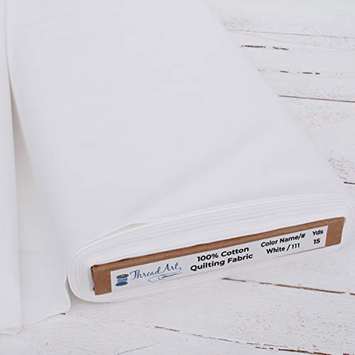 Threadart White Cotton Quilting Fabric - 3 Yard Cut - color: White, size: 3 YARDS