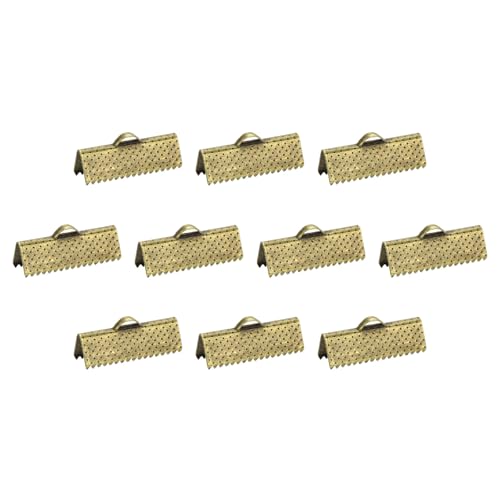 uxcell 280Pcs Ribbon Crimp Clamp Ends, 20mm Bookmark Pinch Crimp Ends, Cord Ends Fasteners Clasp Crimp Ends for DIY Bracelet Necklace Jewelry Making, Bronze Tone - color: Bronze Tone, size: 20mm