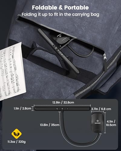 Glocusent 81 LED Music Stand Light, 3 Color & 5 Brightness Piano Lamp - color: Black-Wider Light Bar
