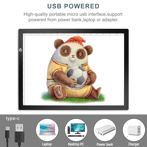 LitEnergy A3 Copy Light Board Tracing Box, Ultra-Thin Adjustable Drawing Tablet USB Power Artcraft LED Tracer Pad for Diamond Art Painting Accessories, Streaming, Sketching, Animation, Stenciling - color: BLACK, size: 11.7 x 16.5 inches