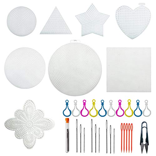 Allazone 100 PCS Mesh Plastic Canvas Sheets 8 Style Plastic Canvas for DIY Crafts Embroidery Cross Stitch, Acrylic Yarn Crafting, Knit and Crochet Projects - color: 100 PCS - 8 Shapes