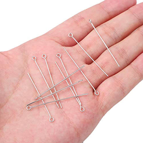BEADIA Platinum Plated Open Eye Pins Non Tarnish 40mm 150pcs for Jewelry Making Findings - color: Open Eye Pins Platinum, size: 40x0.7mm