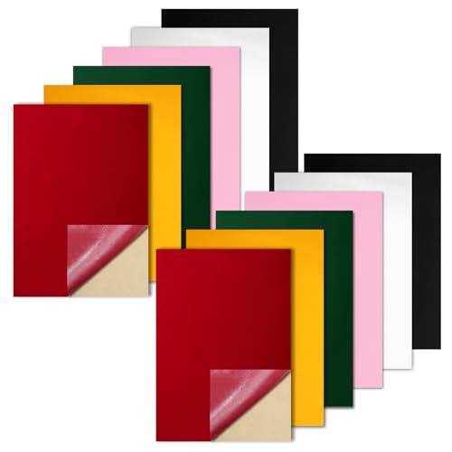 Biaungdo Self Adhesive Felt Sheets, 6 Colors, 8 x 12 Inch, 12 Pcs - color: Multicolored