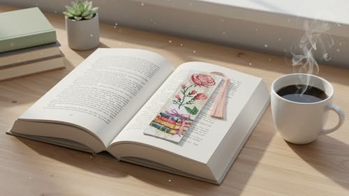 6PCS Cross Stitch Bookmark Kit for Adult Beginners flowers Cross Stitch Kits with Backing Felt Floss Instruction DIY Stamped Embroidery Bookmark Kit for Starter Adults Book Lovers (2.3x7.8 inch) - color: SQY004