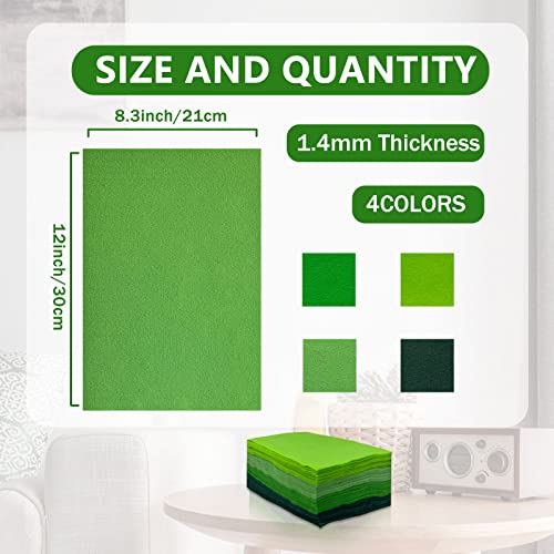 Jtnohx Soft Felt Sheets Felt Fabric for Crafts 4 Colors 40Pcs Green Series - color: Green Series