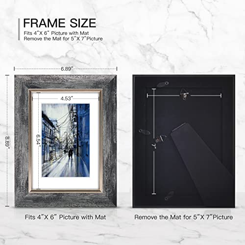 XUANLUO 5x7 Picture Frames Set of 4,Rustic Retro Photo Frame(Grey) - color: Grey-4pcs, size: 5 x 7 inch