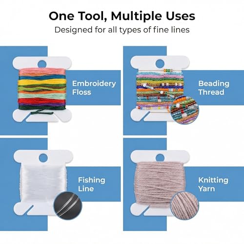 RAINFLOW 150PCS Plastic Embroidery Floss Bobbins - Thread Organizer Cards