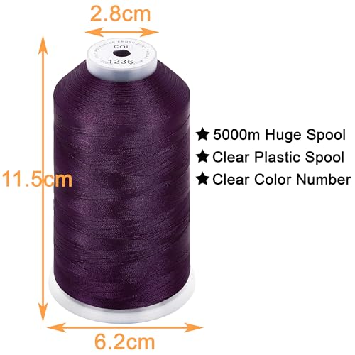 New brothread 5000M Huge Spool Embroidery Machine Thread - Grape Juice - color: Grape Juice-1236
