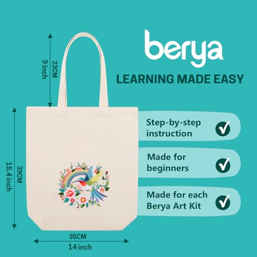BERYA Canvas Tote Bag DIY Needlepoint Embroidery Kit for Beginners - color: Fly song
