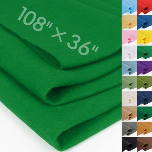 Emerald Green Fabric Sheet 108" X 36", 1.4mm Thick Large Soft Durable Flexible Craft Felt by The Yard, Nonwoven Fabric for DIY Sewing, Arts and Crafts, Decoration Projects - color: Emerald Green, size: 3 yard pre cut