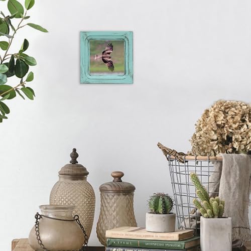 CVHOMEDECO. 4x4 Picture Frame Made of Solid Wood High Definition Glass Rustic Vintage Designs Small Photo Frame for Tabletop Display and Wall Mounting, Distress Blue - color: Distress Blue A, size: 4" X 4"