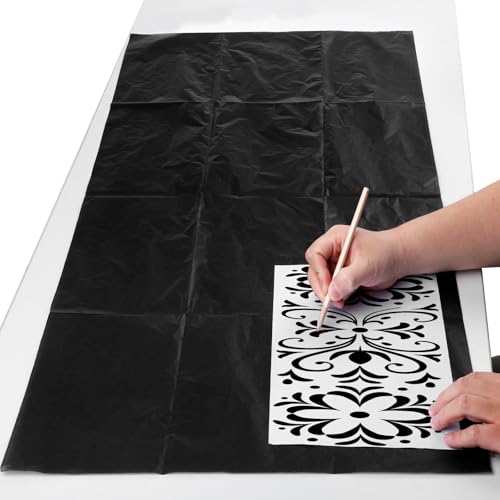 5 Sheets Graphite Transfer Paper, 20 × 36inch Transfer Paper for Drawing, Black Waxed Graphite Papers for Drawing, Tracing, Fabric, Sketch, Black