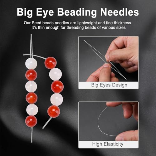 18 Pcs Collapsible Beading Needles for Seed Beads, Big Eye Beading Needle for Jewelry Making with Bottle