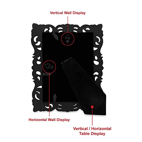 Laura Ashley 4x6 Black Vintage Inspired Resin Scroll Design Picture Frame - color: Black, size: 4x6