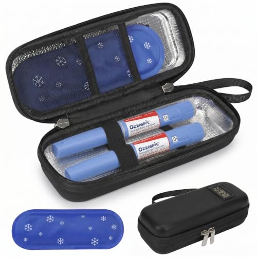 Insulin & GLP-1 Travel Cooler Case with Temperature Display, TSA Approved Portable Medical Cooler for Ozempic Wegovy Mounjaro Zepbound Pens, Diabetic Medicine Cooler Bag with 2 Ice Packs - color: H2_Black
