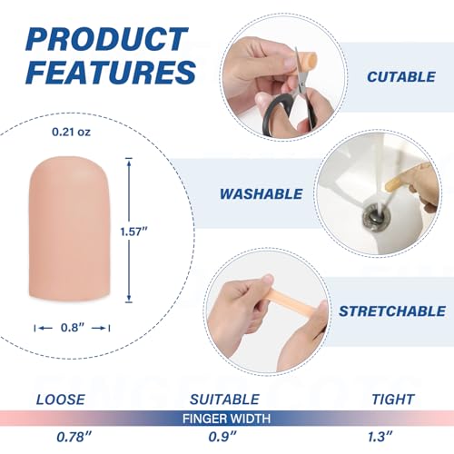 Gel Finger Cots Protectors, Silicone Covers, Bandages, Caps & Sleeves, Nude - color: Nude, size: L(10)