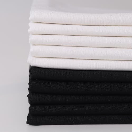 10 Pieces 18 x 21 Inches Cotton Fabric Precut Quilting Fabric Bundles Solid Colors Layer Cakes Quilt Material for DIY Craft Sewing Embroidery (Black White) - color: Black White