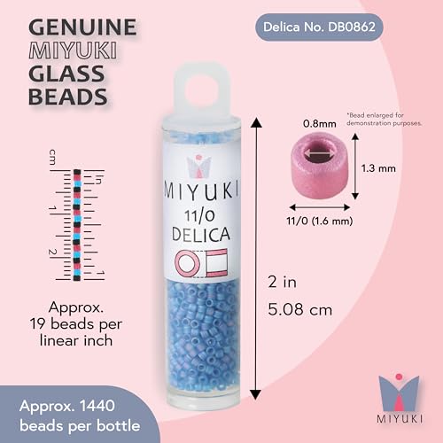 Miyuki Delica Seed Beads - color: DB0862, Matte Light Blue AB