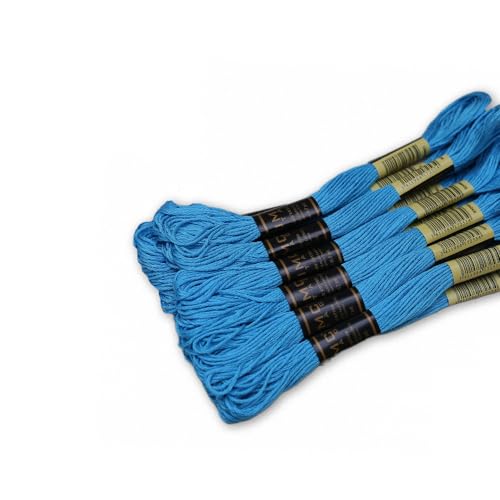 Pack of 12 Premium Embroidery Thread | 100% Egyptian Cotton Premium Skeins | Cross Stitch Embroidery Floss | Oeko TEX Certified Stranded Cotton | Ideal for Arts & Crafts (Electric Blue 433) - color: Electric Blue 433