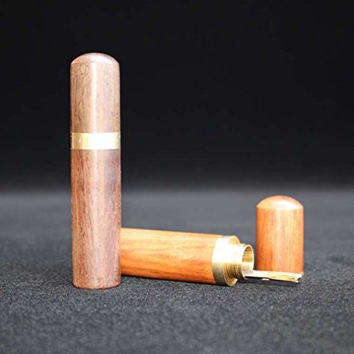 Pocket Portable Wooden Box Toothpick Holder Embroidery Hand Sewing Needle Storage Case Rosewood