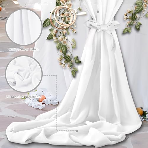Horbaunal White Chiffon Fabric by The Yard, 1 Yard Precut Sheer Fabric - color: White, size: 1 Yard