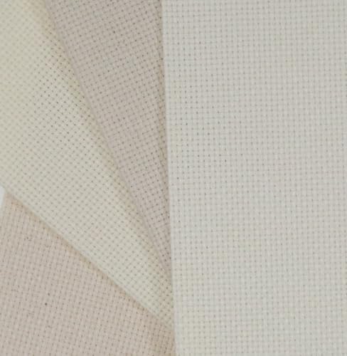 KCS 4/6 pc of 12" x 18" 30cmx45cm 16CT Counted Cotton Aida Cloth Cross Stitch Fabric (Cream+Oatmeal, 4 pc) - color: Cream+oatmeal, size: 4 pc