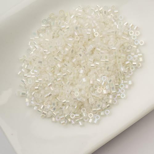 John Bead 25g Cylin Beads White to Green Glow in Dark AB 11/0 Glass Cylindrical Seed Beads for Jewelry Bracelets Necklaces Earrings Making Embroidery - color: White to Green Glow in Dark AB
