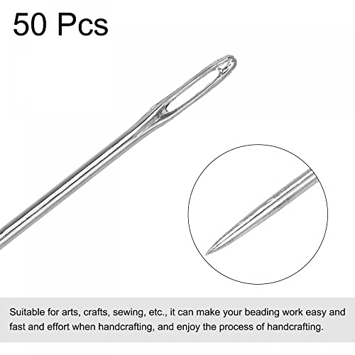 uxcell Beading Needles Fine Thin Long Straight Sewing Embroidery Threads Stainless Steel 4.72 Inch 0.03 Inch Wire Diameter 50Pcs - size: 120mmx0.7mm