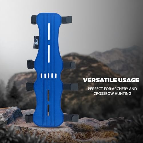 Hunt & Seek Fabric Archery Arm Guard 4 Hook-and-Loop Adjustable Straps Hunting Arm Guard Forearm Wrist Protector Archery Bracer Adult Unisex - color: Blue
