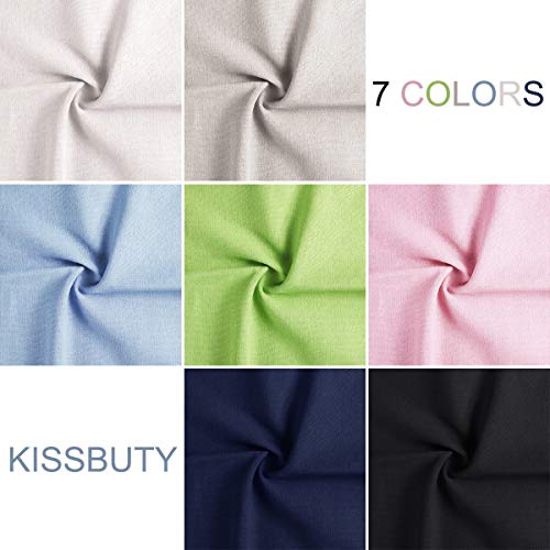 Linen Needlework Fabric, Kissbuty 7 Colors Linen Fabric Cloth for Garment Craft Flower Pot Decoration Embroidery Cross Stitch Cloth, 19.6 by 19.6 Inch (7 Colors)