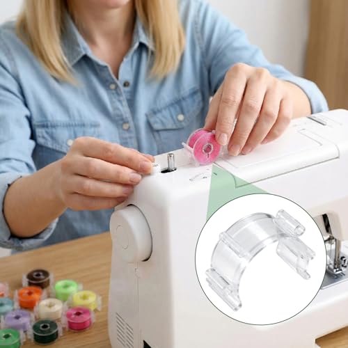 100pcs Small Sewing Bobbin Clips, Clear Plastic Bobbin Holder Thread Clamps, Thread Clips Sewing Holder Tools Organizer for Spools DIY Crafts Embroidery
