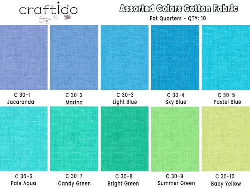 Craftido - 11 Options Solids with Tweed Tonals - Assorted Color Cotton Quilting Fabric Bundles 10pcs Fat Quarters 18"x21" - Medium Weight 5.2oz - for Quilting, Sewing and Crafts - Pastel Colors - color: Pastel Colors
