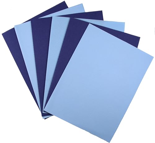 KCS 4/6 pc of 12" x 18"(30cmx45cm) 18CT Counted Cotton Aida Cloth Cross Stitch Fabric (6 pc, Light Blue+Royal Blue) - color: Light Blue+royal Blue, size: 6 pc
