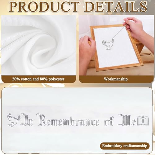 Large In Remembrance of Me Silver Thread Embroidery Altar Frontal Holy Communion Table Cloth Cover 96x52Inch White Rectangle Communion Table Cloth for Church for Gatherings Baptism Ceremonies(Silver) - color: Silver