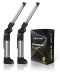 HOTLIGH Work Light Rechargeable - 800 Lumens Work Light with Multifunctional Foldable Design, 2200 mAh Magnetic Flashlight, 3 Lighting Modes Mechanic Flashlight for Car Repairing/Emergency, 2 Pack