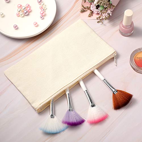 Shappy 40 Pieces Canvas Pouch Zipper Pen Makeup Cosmetic Bag, White - color: White