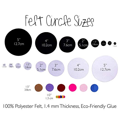 White Adhesive Felt Circles: Variety of Sizes: ½”, ¾”, 1" or 1.5" Wide; Package Sizes for Wholesale Pricing, Die Cut Stickers Ready to use for DIY Projects & Crafts (48 Count 1", White) - size: 48 Count 1"
