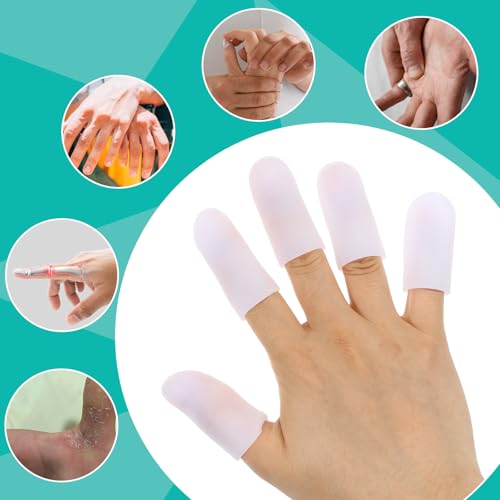 Gel Finger Cots, 20 Pcs Large Size Silicone Finger Protectors Rubber Fingers Tips Protector Covers Fingers Gloves Guard Breathable Fingertip Protector for Cracking Calluses Blisters Protect