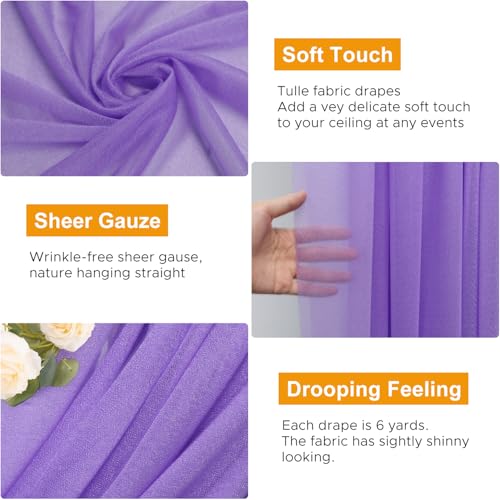 Wedding Arch Draping Fabric 1 Panel Lavender Purple Sheer Backdrop - color: Lavender Purple, size: 1 Panel