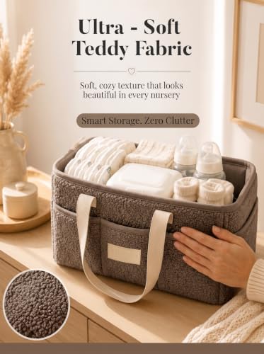 Baby Diaper Caddy Organizer with Waterproof Changing Pad, Taupe - color: 4/ Taupe Diaper Caddy with Changing Pad