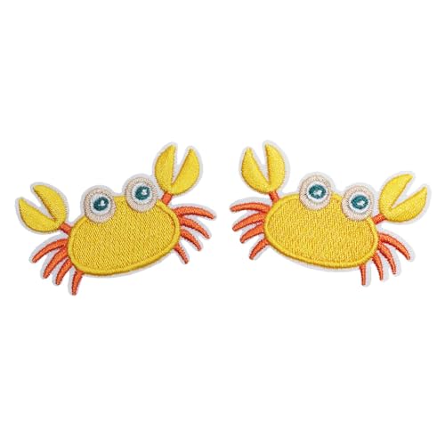 Cartoon Summer Seaside Sun Coconut Hat Embroidery Hot Melt Adhesive Clothes Bag Iron On Hand Sewing Patch (2 Crab Patches) - style: 2pcs Crab Patches