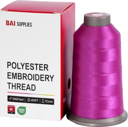 BAI Polyester Embroidery Machine Thread 5000 Yards Magenta Pink+1058 - color: Magenta Pink+1058