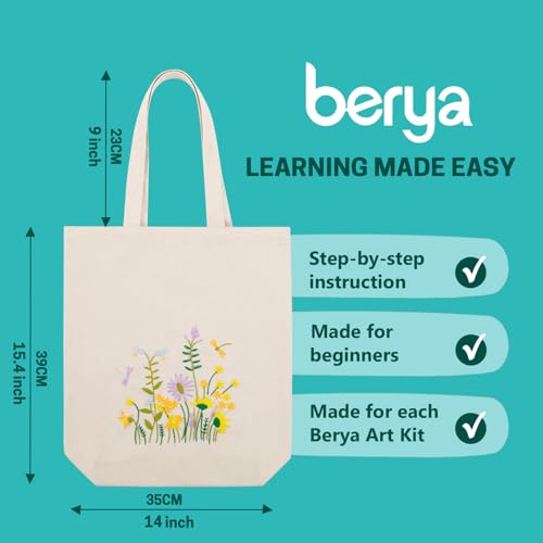 BERYA 2 Pack Canvas Tote Bag DIY Needlepoint Embroidery Kit for Beginners - color: Summer Garden& Fly song