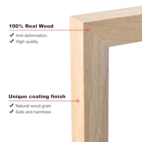 KINLINK 11x14 Picture Frame Natural, Solid Wood Frame 11x14 with Acrylic Plexiglass for Pictures 5x7/8x10 With Mat,Tabletop and Wall Display, 11 x 14 Picture Frame Set of 1 - color: Natural, size: 11x14