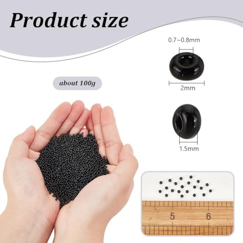 PH PandaHall Black Seed Beads, 6000 Pcs 11/0 Glass Seed Beads 2mm Round Waist Bead Mini Spacer Bead for Earrings Bracelet Necklaces Eyeglass Chain Jewelry DIY Crafts Making - color: Black-6000 Pcs