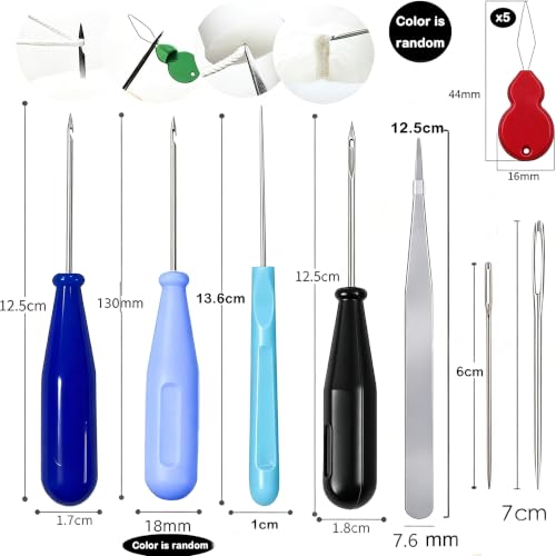 TYMKLMZG 12 PCS Candle Punch Wicking Needle Tools with Hook & Eye Candlewick Inserting Tool Tweezer for Silicone Molds Large-Eye Candle Wicking Needle Threader for Candlewick of All Thicknesses - color: 11PCS