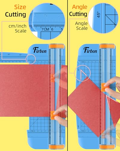 Firbon A5 Paper Cutter, Small Straight Paper Trimmer with Side Ruler - color: A5-blue
