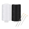 Simthread All Purpose Thread Polyester 400 Yards Each (1 White 1 Black) - color: 1 White 1 Black
